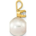 thumbnail image 2 of 14K Yellow Gold 8-9mm Round White Saltwater Akoya Cultured Pearl Diamond Pendant Made In Canada xf477, 2 of 5
