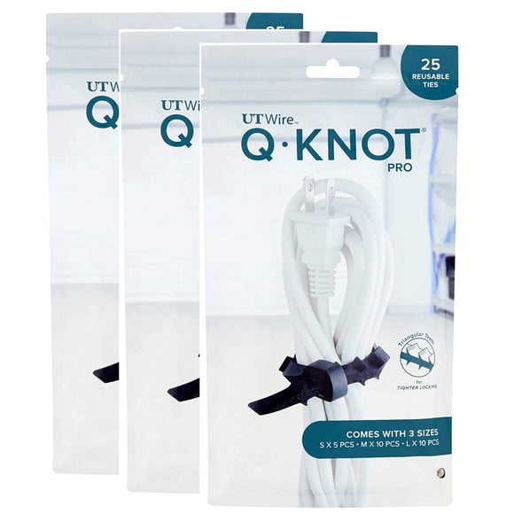 UT Wire UTW-QKP25-01(3PK) Reusable Cable Ties, 3 Pack, Q Knot Pro