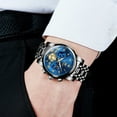 thumbnail image 4 of OLEVS Mens Watches Chronograph Business Dress Quartz Stainless Steel Waterproof Luminous Date Wrist Watch For Men Blue Dial, 4 of 11