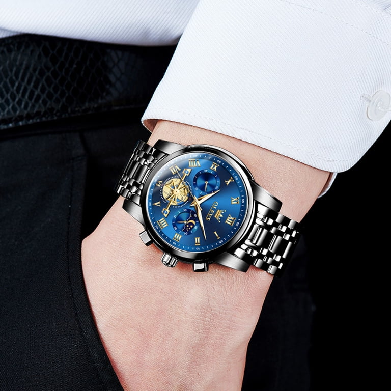Olevs Men's Chronograph Blue Dial Stainless Steel Watch photo 4