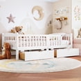 thumbnail image 3 of Bellemave Twin Montessori Bed with Storage Drawers and Guardrail, Wood Twin Size Low Profile Floor Bed Frame with Door, Daybed with Fence and Slat Support, White, 3 of 7