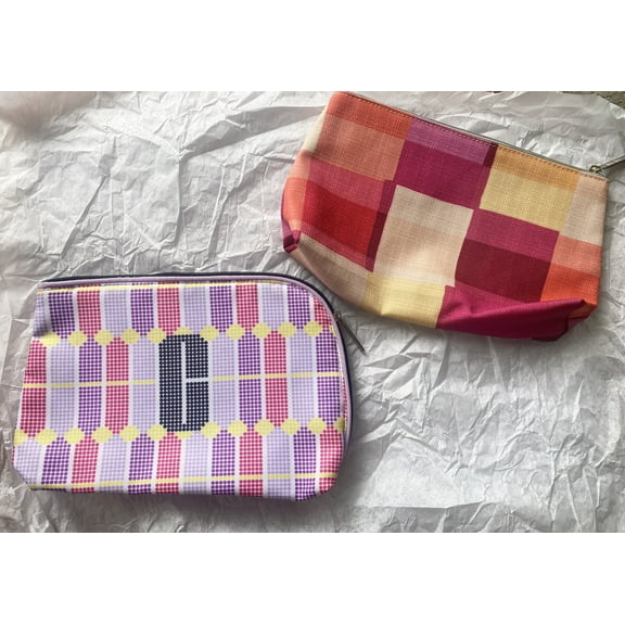 2 pcs Pieces Set Clinique Logo multi-color Makeup Cosmetic Purse Case Bag, Medium Size