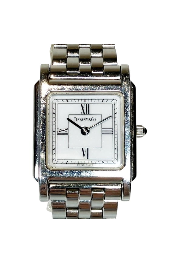Pre-Owned Tiffany & Co. wristwatch, total weight 52g, stainless steel, quartz movement, white...