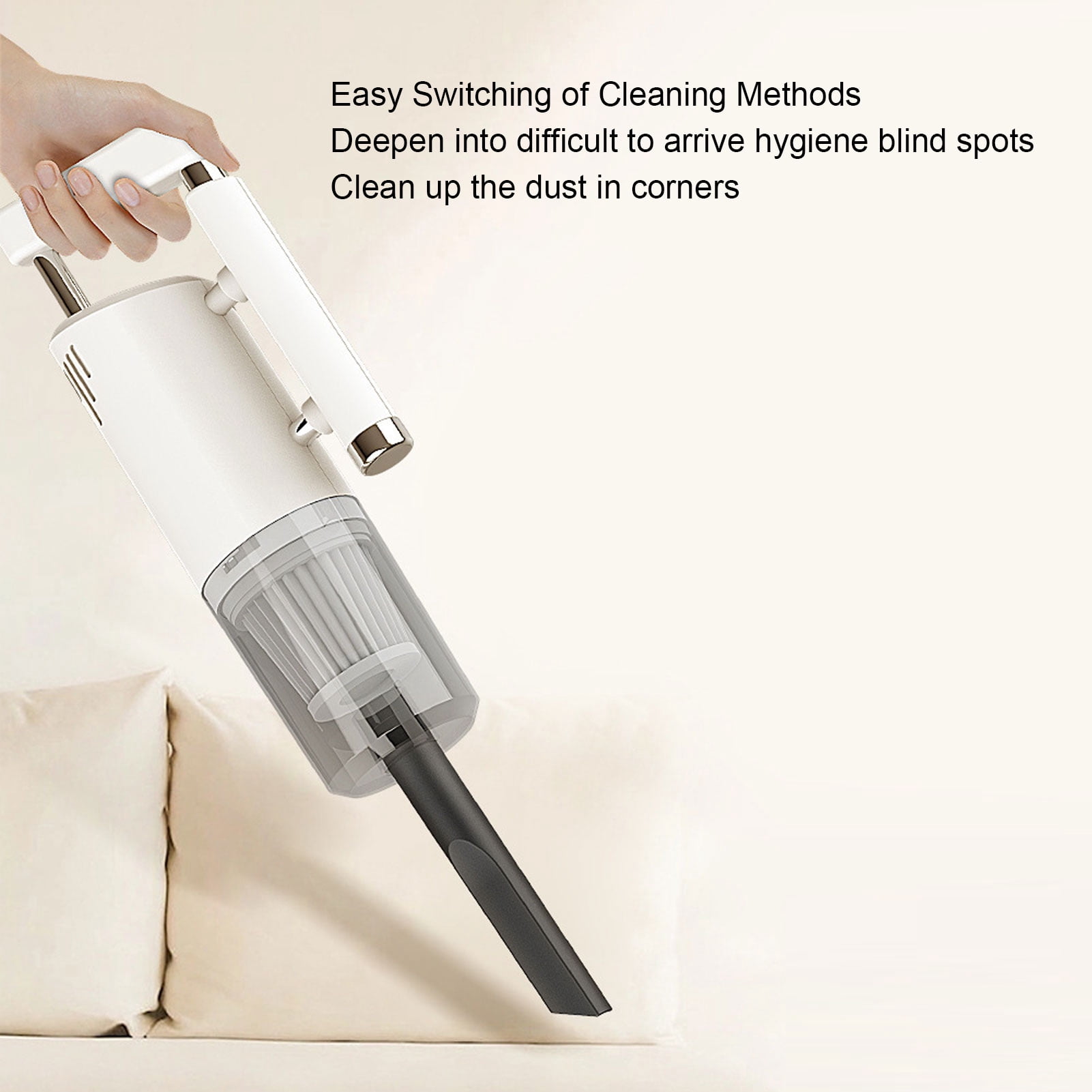 Suodoka Cordless Handheld Vacuum Cleaner, 60W High Power Portable Hand Vacuum for Home and Car (14.96 inches / 38 cm), White
