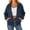 Navy, variant on Fashion Plus Size Pullover Hoodie for Womens Zip Up Solid Color Pockets Zipper Long Sleeved Regular Top Hooded Sweatshirts Coat Outwear 50% off Clearacne!