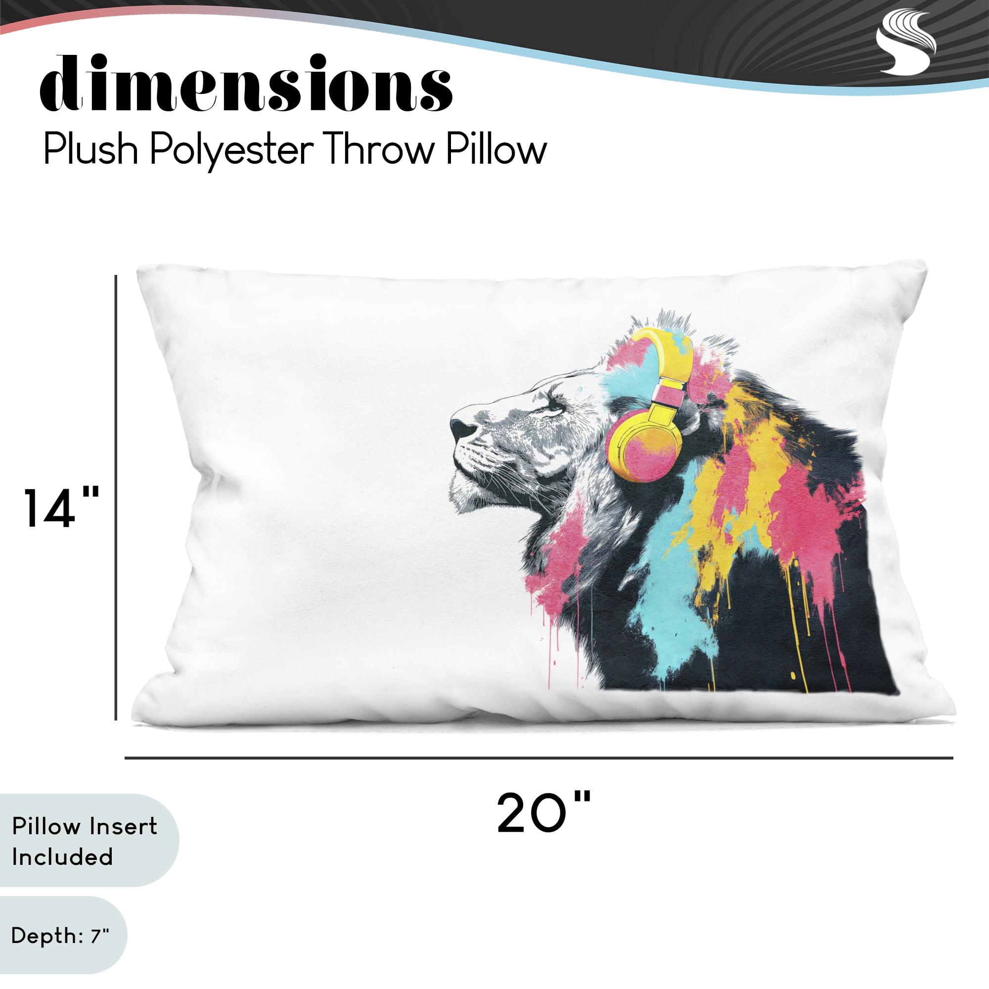 Stupell Industries Lion On Air Headphones Decorative Printed Throw Pillow, design by Svetlana Aleynikova