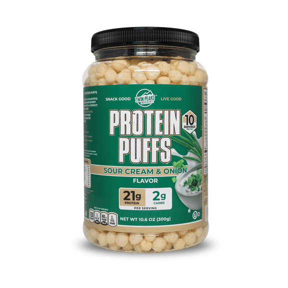 Twin Peaks Ingredients Protein Puffs, Low Carb Keto Friendly Protein Snacks, Sour Cream & Onion (10.6 Ounce)