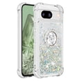 thumbnail image 2 of Funda para Google Pixel 8A 5G con Brillo Líquido Flotante, Purpurina, Parachoques y Anillo Giratorio Soporte, 2 of 5