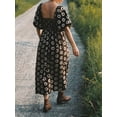 thumbnail image 4 of Gupgi Robe Bohème pour Femme à Encolure Carrée, Manches Bouffantes, Longue Robe à Fleurs, Décontractée, Vacances, Ample, Robe d'Été, 4 of 8