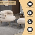 thumbnail image 4 of Velvet Accent Chair with Ottoman Modern Upholstered Armchair Tufted Chair with Metal Frame, Single Leisure Chairs for Living Room, Bedroom, Reading Room, 4 of 8