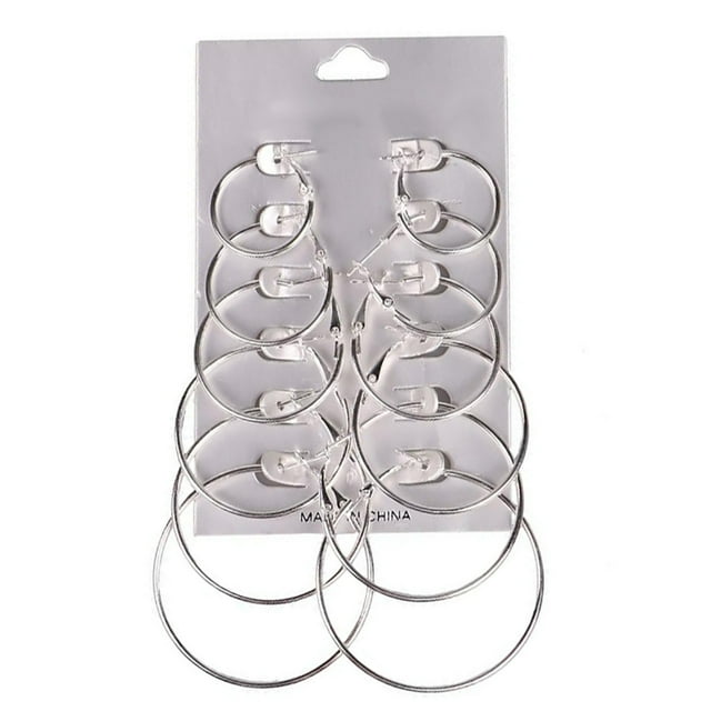 6 Paires de Boucles d'Oreilles Créatives en Alliage
