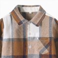 thumbnail image 4 of TOWED22 Toddler Boys Girls Flannel Plaid Shirt Button Down Long Sleeve Jacket Lapel Shacket Coat Tops Casual Outwear,Brown,2-3 Y, 4 of 5