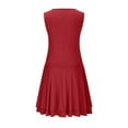 thumbnail image 5 of Wedding Guest Dress Plus Size, Women's Solid Ruffle Hem Neck Mini Dress Sleeveless Ruched Corset Short Party Dresses(Red,L), 5 of 9