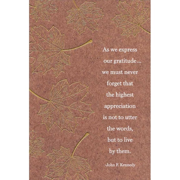 Pictura Gold Foil Leaves on Brown Kraft Thanksgiving Card