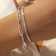thumbnail image 3 of 4 Pcs/Set Women Jewelry Set Double-layered Necklace And Bracelet Hollow Out Chain Shimmering Surface Adjustable Length Neck Wrist Jewelry for Banquet Prom, 3 of 7