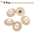 thumbnail image 3 of Uxcell 5pcs 35L Gold Faux Pearl Buttons 22mm 7/8" Plastic Round Sewing Button Replacement Craft Fastener for Coats Clothing DIY Decoration Crafts #5, 3 of 7