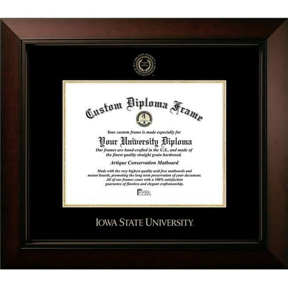 Campus Images IA998LBCGED-1185 11 x 8.5 in. Iowa State Cyclones Legacy Foil Seal Diploma Frame, Black Cherry