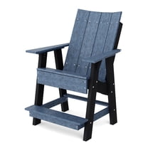 Wildridge Contemporary High Adirondack Chair, Patriot Blue and Black - All-Weather Recycled Plastic Furniture for Patio, Deck, Lawn
