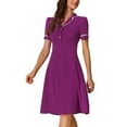 thumbnail image 4 of INSPIRE CHIC Vintage Midi Dress for Women's 2024 Work Peter Pan Collar Dresses XS Purple, 4 of 6