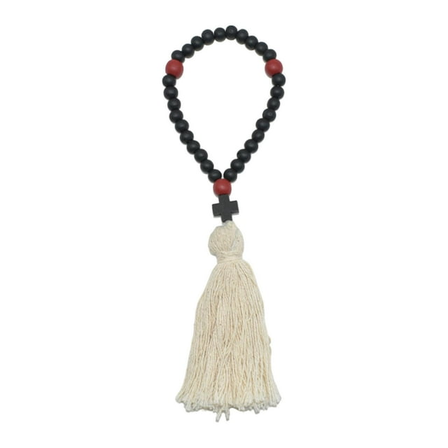Cuerda de oración ortodoxa, borla con dije de cruz bendecida, crucifijo de rosario de madera bendecido Longitud 23cm
