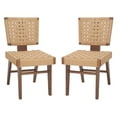 thumbnail image 6 of SAFAVIEH Couture Susanne Natural Woven Paper Solid Dining Side Chair, Walnut/Natural (Set of 2), 6 of 14
