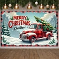thumbnail image 4 of Red Truck Christmas Banner Christmas Tree Merry Christmas Banner Colorful Ornaments Snowy Design Xmas Banner for Christmas Party Home Decoration Holiday Event, 4 of 8