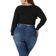 thumbnail image 3 of Agnes Orinda Women's Plus Size Ribbed Knit Soft Warm Outfits Long Sleeve Crop Tops, 3 of 5