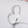 thumbnail image 2 of Women V Shaped Ring Asymmetrical Design Diamond Index Finger Ring Stackable Silver Adjustable Timeless Jewelry, 2 of 4