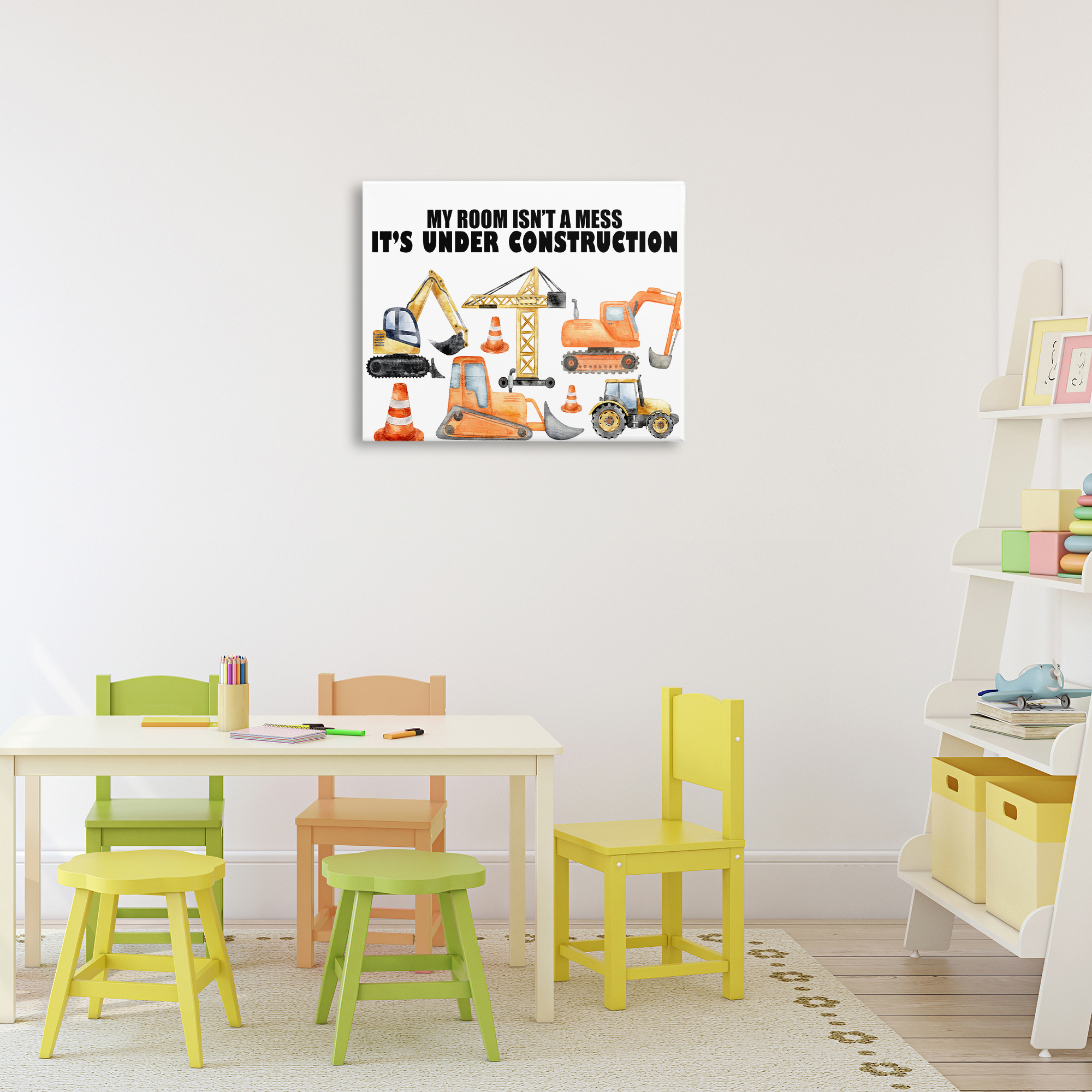 Not A Mess Under Construction Canvas Wall Art, design by Kim Allen