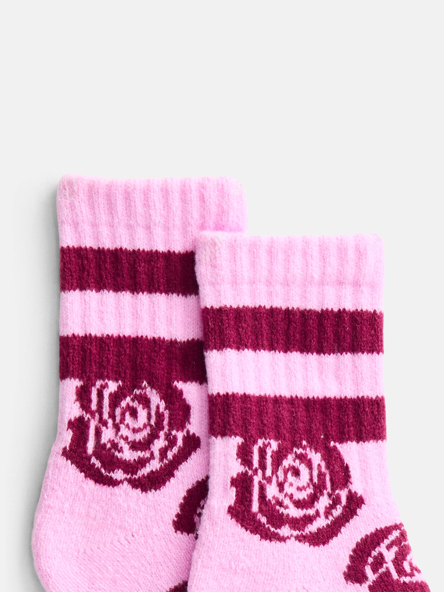 No Boundaries Women's Cozy Mid Crew Socks, 2 Pack, Shoe Sizes 4-10