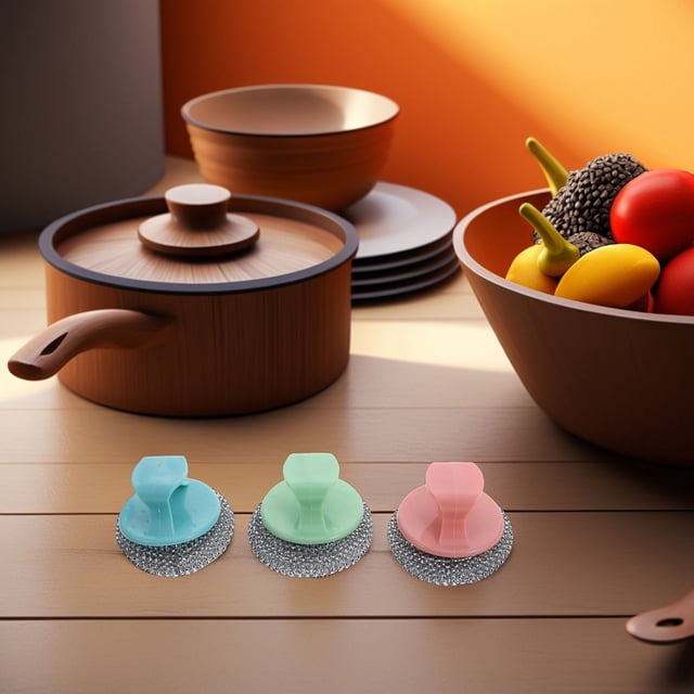 CTIRCHIU 6Ud Cepillo Para Ollas Y Sartenes Con Mango Desmontable Y Protección Contra Rayones