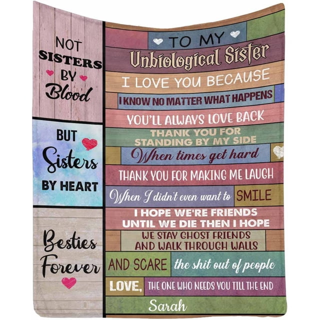 LHSHID Custom Blanket to my unbiological sister from bestie sister be heart besties forever Blanket Christmas Decoration Birthday Christmas Decoration Gift for Soul Sister Best Friend