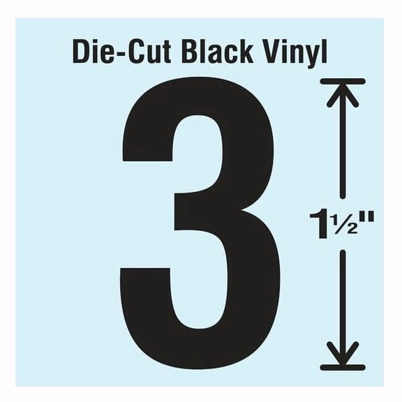 Stranco Die Cut Number Label, 3, 10 Cards,PK10 DBV-1.5-3-10