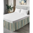 thumbnail image 4 of Boho Vertical Stripe Bed Skirt California King Size 18&nbsp;Inch Drop, Green Beige Simple Lines Wrap Around Dust Ruffle Bedskirts, Wrinkle & Fade Resistant Easy Fit Bedskirt with Adjustable Elastic, 4 of 8
