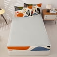 thumbnail image 4 of Homewish Abstract Geometric Art Zipper Twin Comforter Sets with Fitted Sheet and 2 Pillowcases,Multicolor Oil Painting Zipper Bedding Set For Adults,Reversible,4 Pieces, 4 of 7