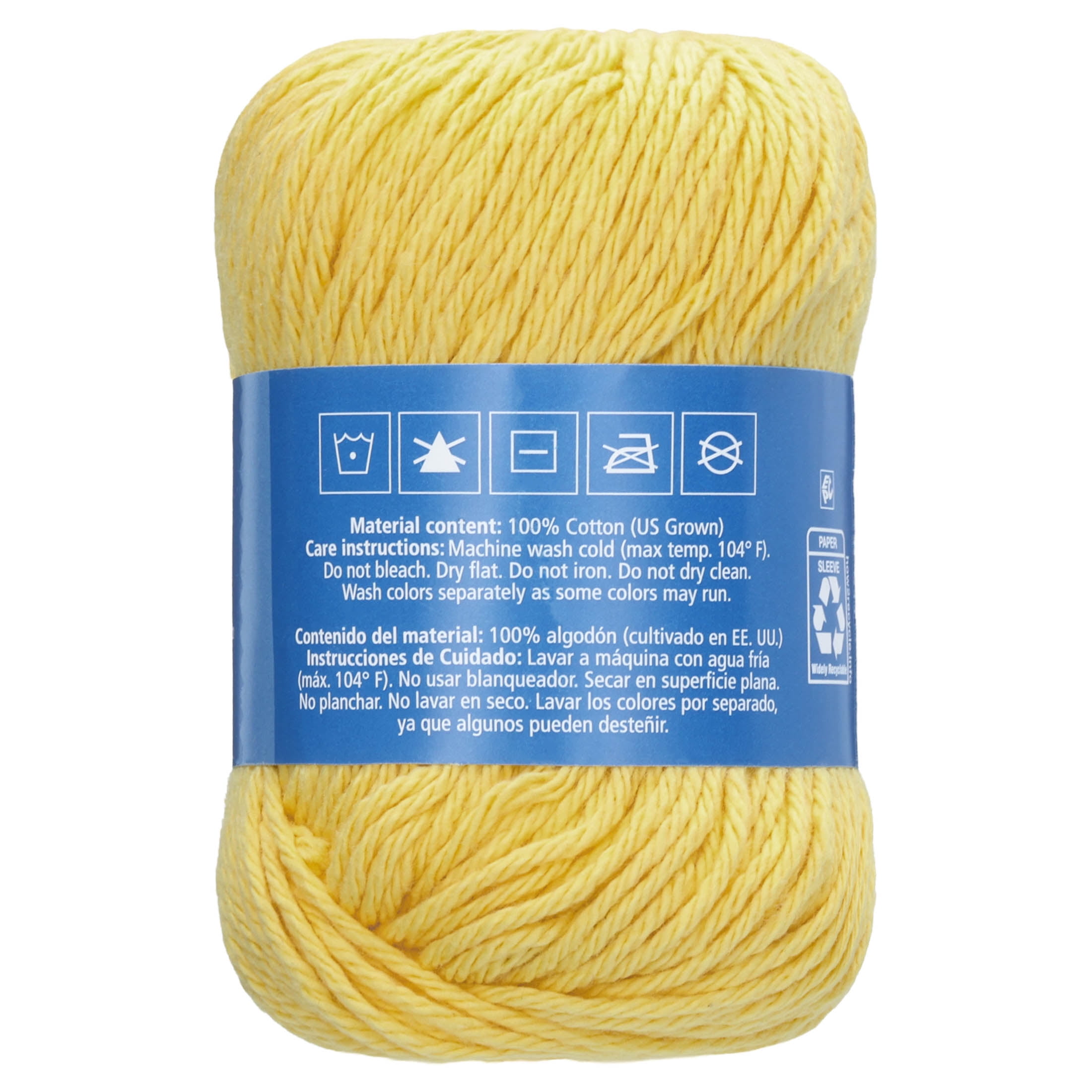 Hello Hobby Size 4 Medium Weight Cotton Sunshine Yarn, 2.5 oz, 120 yds