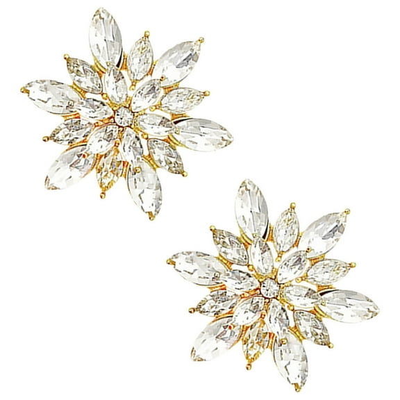 ADDHAT 1 Pair Snowflake Earrings for Women Rhinestone Stud Style Golden Color Alloy Material Small Size 1.1x1in