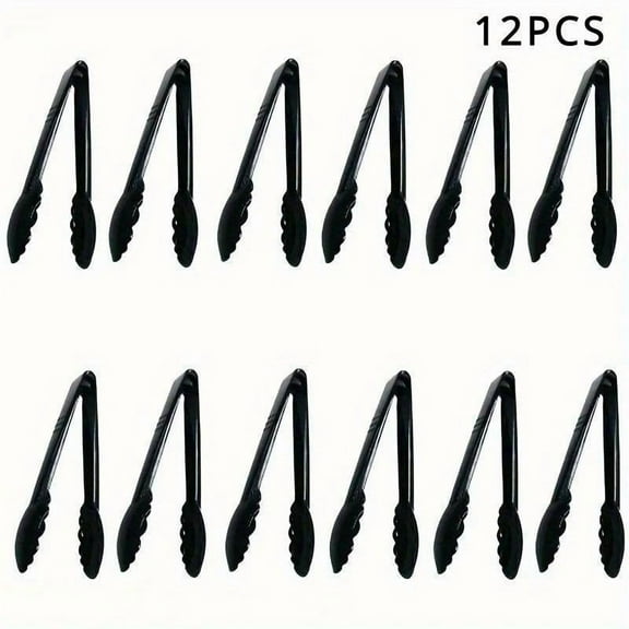 Plastic Tongs Black Tongs Ideal for Barbecue, Buffet and Dining Event Tongs, Reusable Tableware Tongs, Kitchen Tongs, Suitable for Kitchen Buffet Event Tongs