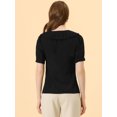 thumbnail image 4 of Allegra K Camisa Casual Con Botones En El Frente Y Cuello Plisado Para Mujer Negro XS Unique Bargains Camisa, 4 of 5