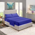 thumbnail image 1 of HTOOQ Ensemble de Draps Doux – Ensemble de Draps 4 Pcs, Taies d'Oreiller Design 3HTOOQ – Entretien Facile, Sans Plis – Bon Ajustement Drap-Housse Poches Profondes – Full TG, Bleu Royal, 1 of 9