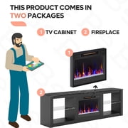 Bestier Fireplace TV Stand for 75 inch TVs,TV Stand with Fireplace & 23 inch Electric Fireplace, Modern Entertainment Center with Fireplace for Living Room or Bedroom, RGB Lighting, Black