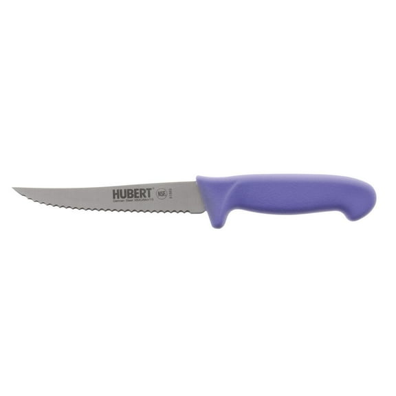 HUBERT® Scalloped Utility Knife Stainless Steel with Purple Polypropylene Handle - 5" L Blade
