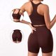 thumbnail image 4 of Gibobby Conjunto de entrenamiento para mujer Conjunto de sujetador deportivo acolchado para yoga y fitness para mujer, chaleco cómodo inalámbrico a de golpes (Café,M), 4 of 4