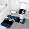 thumbnail image 3 of LVRLVR 1/4 Pcs Wild Animal Leopard Print Fabric Shower Curtain Rug Set - Zebra Print Bath Mat Bathroom Decoration, Dark Blue and Black, 70.8" × 70.8", 3 of 9