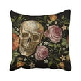 thumbnail image 1 of RYLABLUE Embroidery Skull And Roses Dia De Muertos Gothic Romanntic Human Red And Pink Peonies Pillowcase Throw Pillow Cover 16x16 inches, 1 of 1