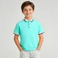 thumbnail image 6 of NAISIBABY Boys Polo Shirt, Short Sleeve Cotton Soft Button Collared School Uniform Pique Shirt Green 7T, 6 of 7