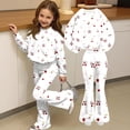 thumbnail image 4 of Grblisyd Girls 2 Piece Outfits Kids Crew Neck Long Sleeve Tops and Elastic Waist Flared Pants Cute Cartoon Print Sweatsuit Clothing Sets, 4 of 7