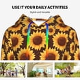 thumbnail image 4 of Lsque Chocolate Plaid Sunflower Pattern Casual Women's Hoodie,Hooded Sweatshirt with Kangaroo Pocket,Pullover Hoodie with Eye-catching Drawstrings-Small, 4 of 7