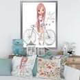 thumbnail image 3 of Designart 'Young Woman With Bicycle' Children's Art Framed Art Print, 3 of 4