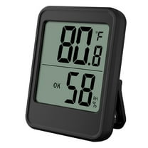 Wireless Indoor Outdoor Thermometer Hygrometer, Digital Temperature and Humidity Monitor with Clear Display, Mini Weather Station for Home, Office, Greenhouse, Baby Room - Black